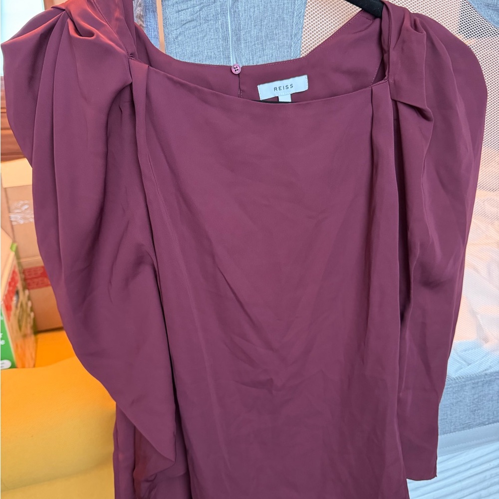 Reiss Isabel Plum Draped Sleeve Top